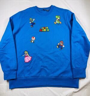 Super Mario Sweatshirt Mens XL Crewneck Luigi Yoshi Princess Peach Toad Gamer